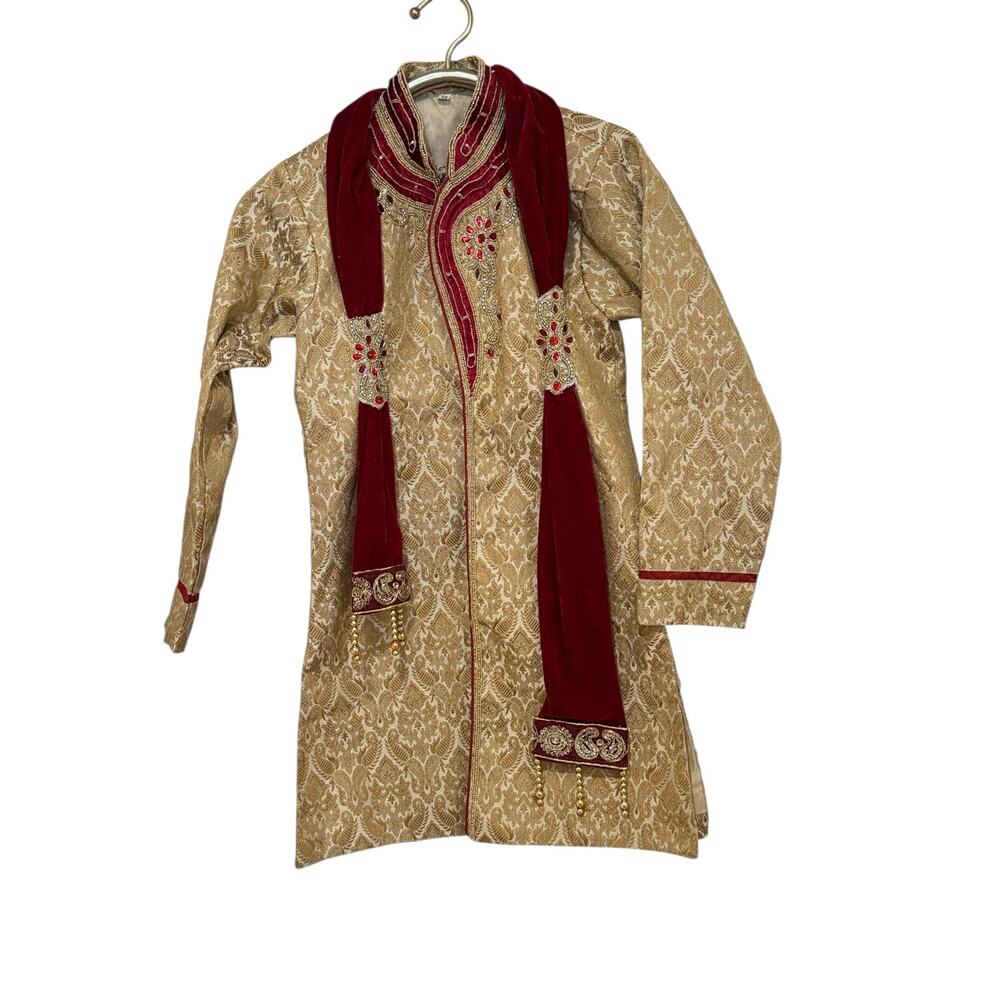 Elegant Kids Costume with Red and Gold Details